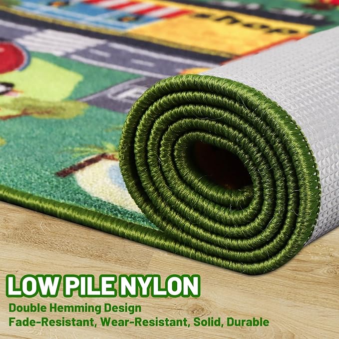 Kids Rug Car Carpet Play Mat, Non-Slip Traffic Road Rug for Kids, Extra City Map Educational Mat for Playroom Boys Bedroom Classroom (59X39.4 INCH, Four Season)