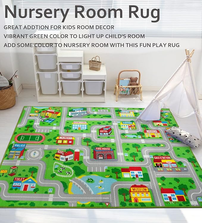 Yincimar Kids Carpet Playmat Car Play Rug City Life Traffic Road Kids Rug 5' x 6'6" Large Children Educational & Game Area Rug for Toddler Boys Bedroom Playroom Classroom