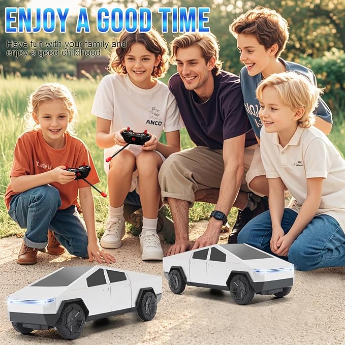 Remote Control Pickup Truck, 1/24 Scale Racing Car Model, Rechargeable Battery & Light and Loadspace, for Adults and Boys (Silver)