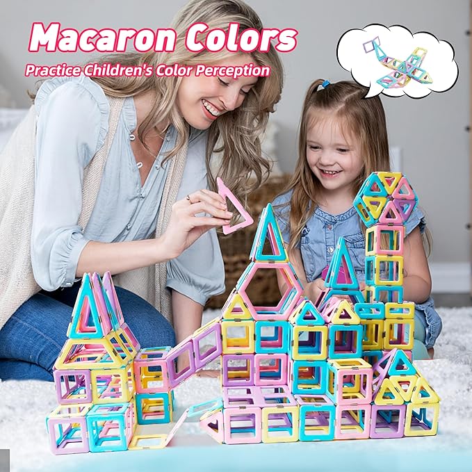 MAGBLOCK Magnetic Building Blocks Set, Upgraded Magnetic Tiles Toys for 3 4 5 6 7 8+ Year Old Girls, 103pcs Magnet Toys for Toddlers Boys and Girls 3-5