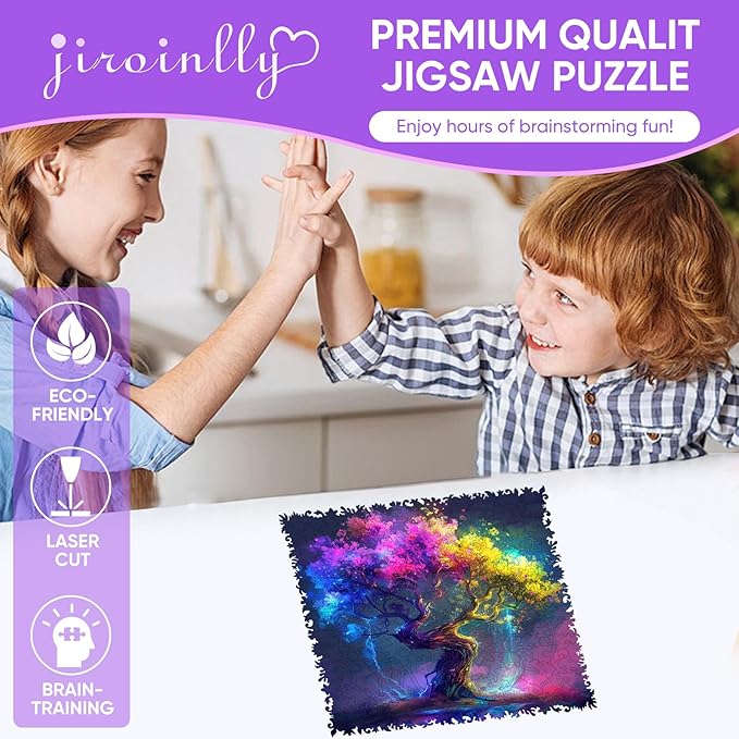 Wooden Puzzle for Adults, Hard Impossible Tree of Life Puzzles for Adults, Unique Shaped Challenge Puzzle, Beautiful Package, Best Gift Toys for Family Friends, Brain Games Medium 11.2x11.2in