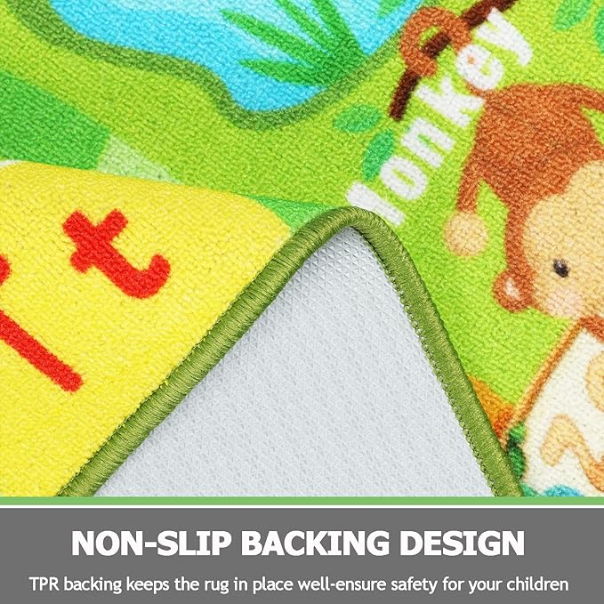 Capslpad Kids Rug 6.6' x 5' Large Play Rug ABC Alphabet Rug Animals Numbers Educational Learning Area Rug Non-Slip Washable Kids Carpet for Children Toddler Playroom Bedroom Nursery Room Classroom