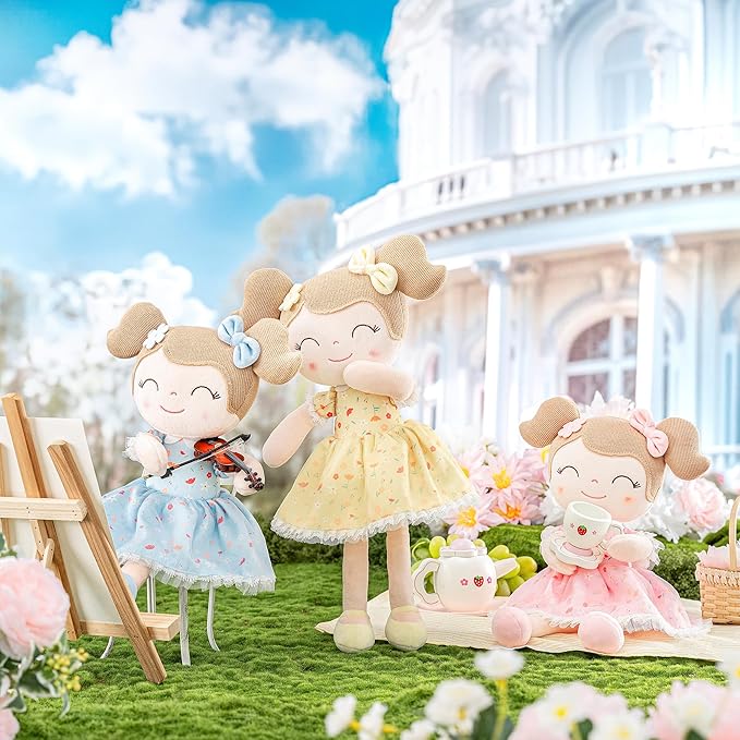 Gloveleya Baby Girl Gift Soft First Baby Doll Plush Doll Floral Pink 16"