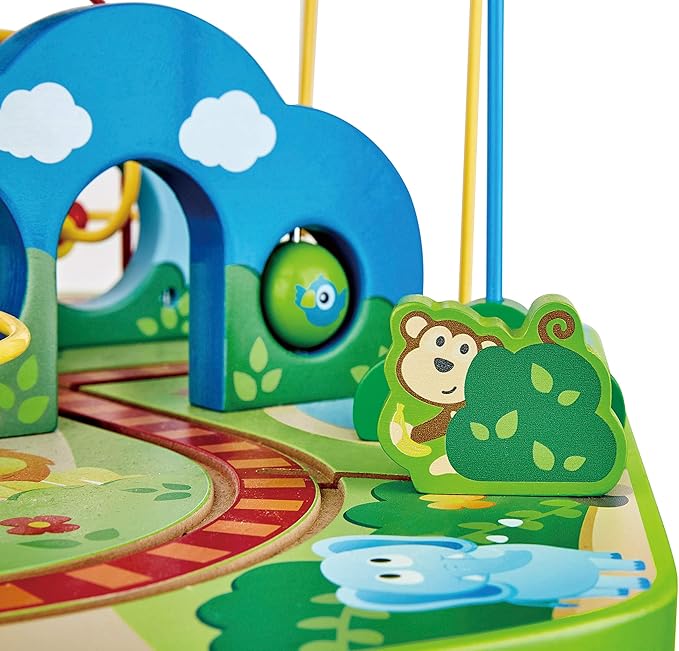 Hape Jungle Adventure Railway Table | Kids Bead Maze Puzzle Table with Accessories, African Scene Graphics, Child Sized Table for Individual and Group Play