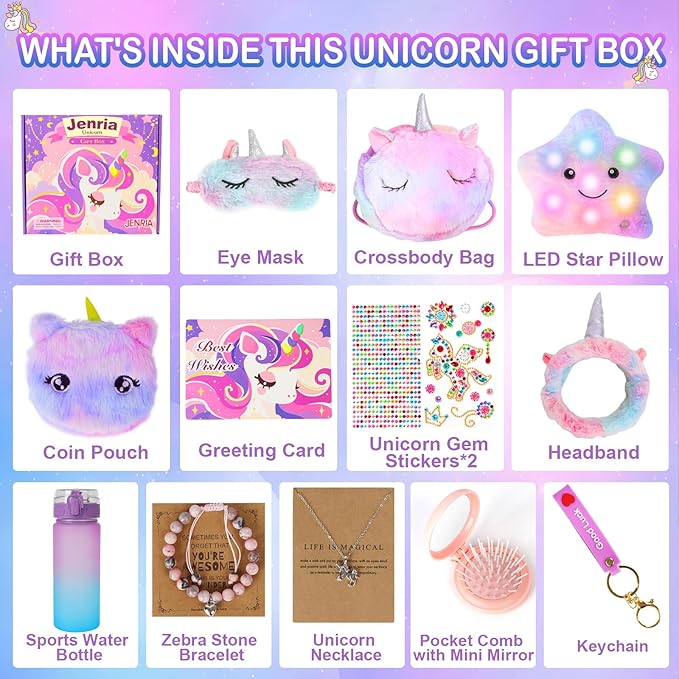 Jenria Unicorn Gifts for Girls, Kindergarten Graduation Gifts Birthday Gifts for Girls Age 3 4 5 6 7 8 9 10 Years Old Girl Birthday Gift Ideas, Girls Toys Age 6-8, Unicorn Toys for Daughter, Niece