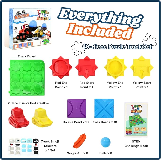 Track Racing Adventure Game for Kids 3-8: 200+ STEM Challenges & 3 Race Modes – Fueling Creative Play & Epic Track Designs!