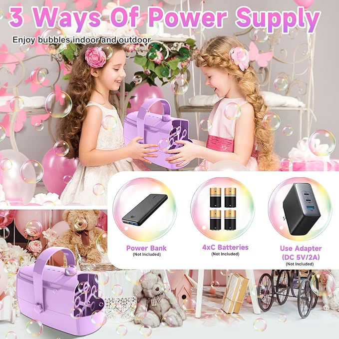 Bubble Machine Automatic Bubble Maker: Durable Bubble Blower 18000+ Big Bubbles Per Minute for Indoor Outdoor Wedding Birthday Party - Portable Bubble Machine for Kids Toddlers