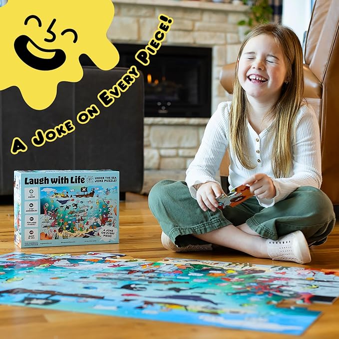 72 Piece Under The Sea Joke Floor Puzzle for Kids – Fun Educational Puzzle with a Joke on The Back of Every Piece – Made in USA – Perfect for Ages 6+, XL Puzzle Size Assembled 24" x 36"