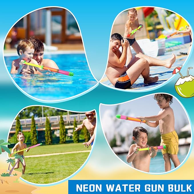 Tanlade 36 Pcs Beach Pool Party Favors Water Guns Bulk 4.72/6/12 Inches Inflatable Rainbow Beach Balls Water Squirters for Kids Summer Theme Party Favor Pool Toys(4.72)