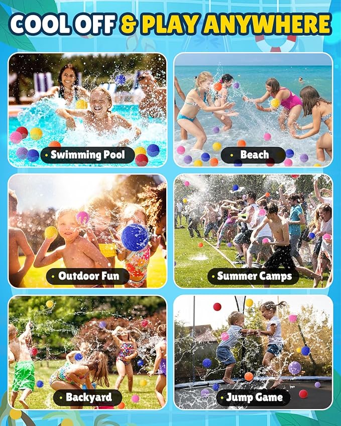 Reusable Water Balloons - 90 PCS Refillable Water Balls for Kids Outdoor Toys Games, Summer Pool Toys Water Play Splash Balls for Backyard Lawn Beach Fun Games for Boys Girls - Upgraded