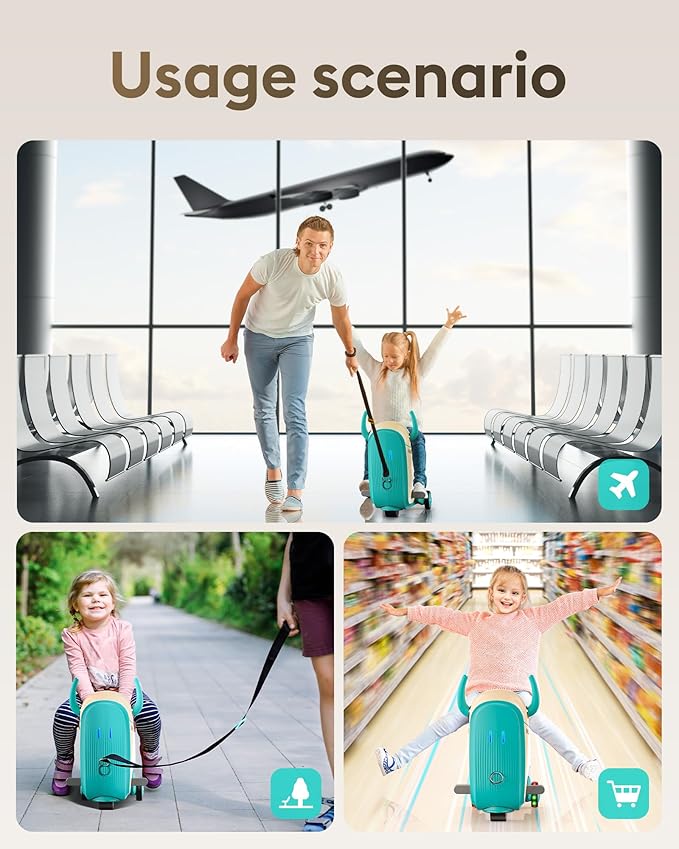 Gyroor GNU Kids Electric Ride-On Car with Flashing Wheels, Adjustable Speeds and 14L Storage, Electric Vehicles for Kids Aged 4-9 Years, 2-in-1 Ride-On and Storage, for Indoor, Outdoor, and Travel Use