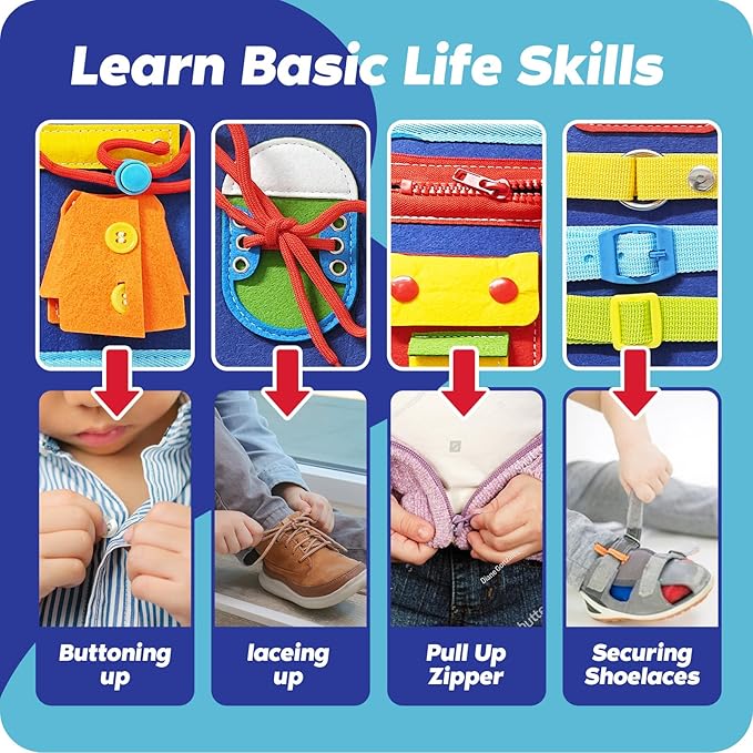 INKLAB Busy Board for 3 Year Old, Montessori Toys for 1-3 Year Old, Toddler Learning Toys Ages 2-4, 3 Year Old Boy Birthday Gift, Busy Board for Toddlers 3+