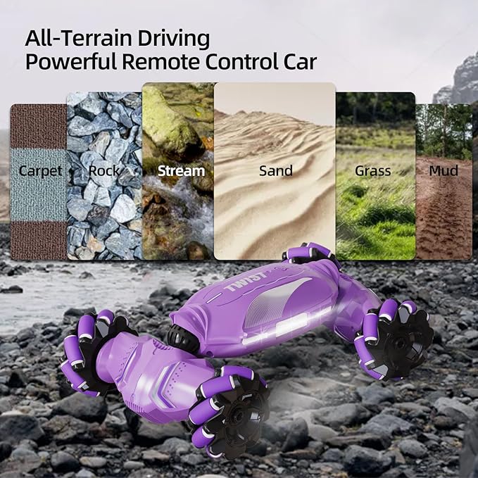 Gesture Sensing RC Stunt Car - Hand Controlled Remote Control Car 4WD Offroad 360° Rotation with Light Music, RC Drift Car Toys for 6-12 Year Boys, Cool Birthday Gifts for Kids