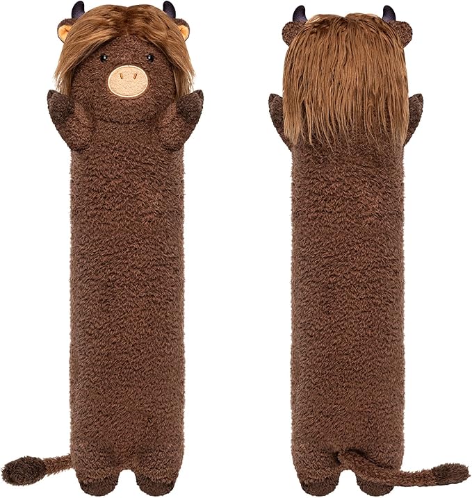 Long Plush Cow Body Pillow, Cute Highland Cow Stuffed Animals Soft Plushies, Cow Squishy Big Cuddle Pillow Toys for Girls (20 Inches), Dark Brown