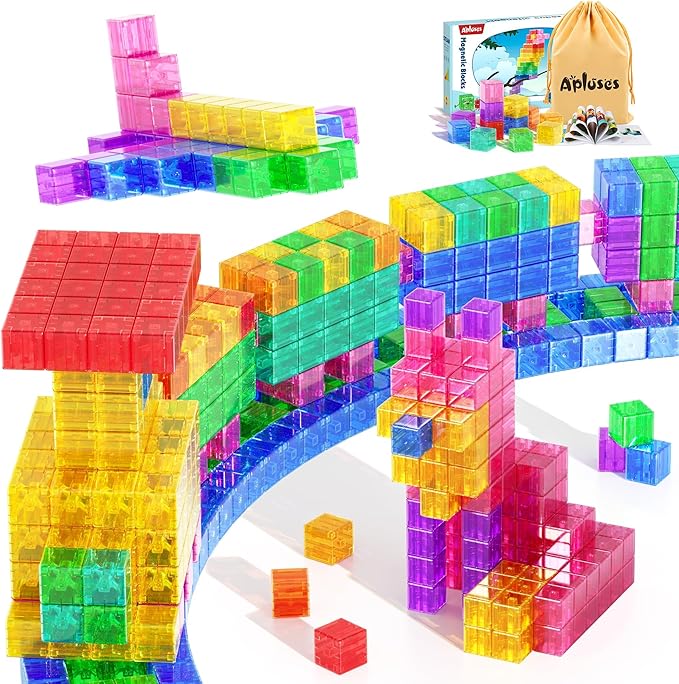 45PCS Magnetic Blocks - Transparent Magnet Cubes, Toddler Building Blocks, Sensory Autism Gifts for Kids Ages 3+, Preschool Travel Toys for 3-5 Year Old Boys and Girls
