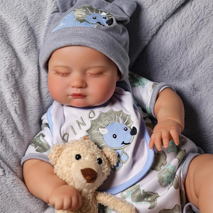 BABESIDE Lifelike Reborn Baby Dolls - 20 Inch Realistic Newborn Baby Dolls Boy Real Life Baby Dolls Full Body Vinyl Poseable Baby Boy with Feeding Kit Gift Box for Children 3+