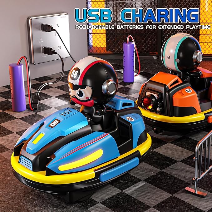 RC Bumper Cars Set for 2 Players, 2.4 GHz Remote Control Battle Race Cars With Light & Music, Toys for Toddlers Girls Boys Age 1-5 Years, Christmas Birthday Gift