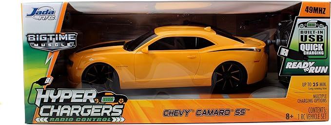 Jada Toys HyperChargers 2010 Chevy Camaro SS BTM Remote Controlled Vehicle (1:16), Yellow, Medium