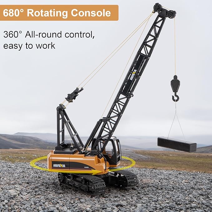 RC Crane Toy, 15CH Remote Control Crane for Boys 8-12, RC Crane Tower Construction Vehicles with Heavy Duty Metal Hook, Birthday Gifts Ideas for Kids Adults, 1:14 Scale Trucks (with Gift)