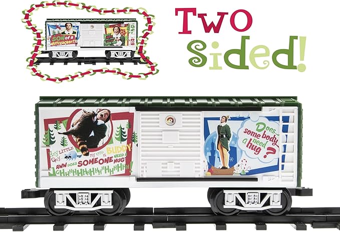 Lionel Battery-Operated Elf Toy Train Set with Locomotive, Train Cars, Track & Remote with Authentic Train Sounds, & Lights for Kids 4+