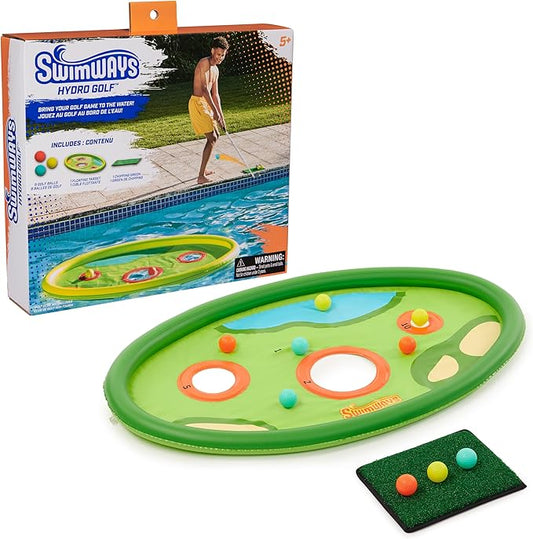 SwimWays Hydro Golf, Pool Toys for Kids and Adults, Floating Swimming Pool Game with Golf Balls and Chipping Green, Outdoor Toys for Kids Aged 5 & Up