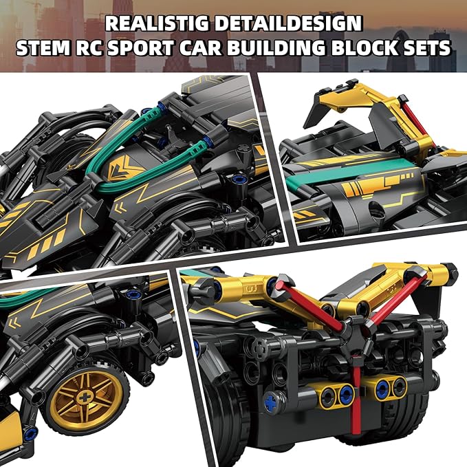 402 Piece Remote Control Racing Car Building Set for Kids,STEM 1:16 technology Sports Car Collection Model Brick Kit,Rechargeable RC Sports Cars Toy Set Gift for 6 7 8+ Year Old Boys and Girls