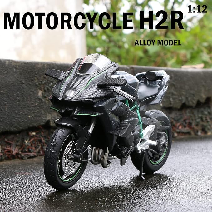 COOLPUR Die Cast Motorcycle Model for Ninja H2R, Realistic Motorcycle Model, 1:12 Scale Kids Moto Toy or Collection, Boyfriend,Young Peoples Gift