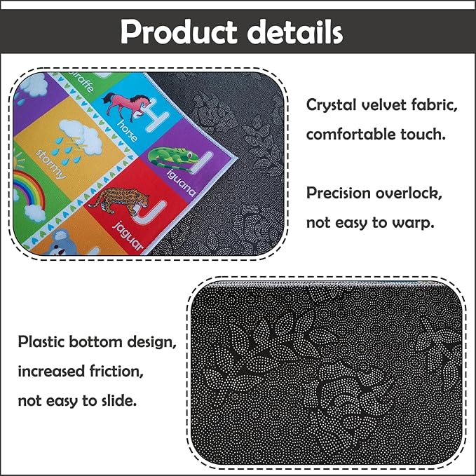 ABC Alphabet Rug, 5'x7' Educational Play Rug Carpet for Kids Classroom Playroom, Non-Slip Mat Playmat for Boys Girls