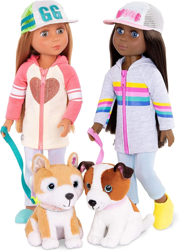 Glitter Girls - Jana & Cuddles 14-inch Poseable Fashion Doll-plush Dog Pet - Dolls for Girls Age 3 & Up