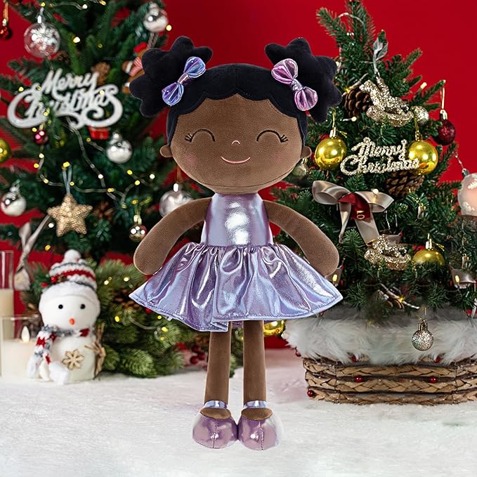 Gloveleya Baby Girl Gifts Baby Dolls Soft Doll Curvy Illusion Girl Black Purple 12inches