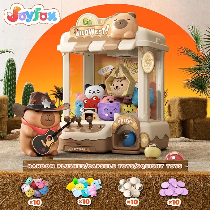Mini Claw Machine for Kids, Cute Capybara Vending Machine for Girls Age 5-6, Candy Grabber Dispenser with Plush Toy and Capsule for Boys, Birthday Gifts for Age 3+, Perfect for Family, Party