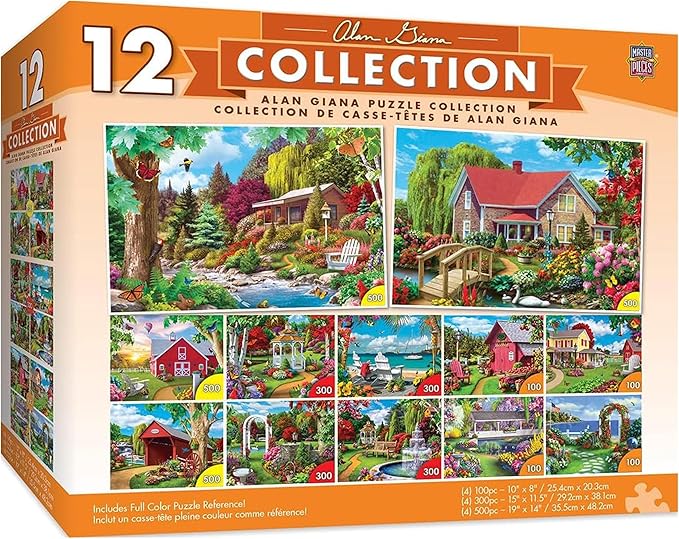 MasterPieces - Jigsaw Puzzle 12-Pack Bundle Set, Folk Art by Artist Alan Giana, Family Fun for Adults and Kids