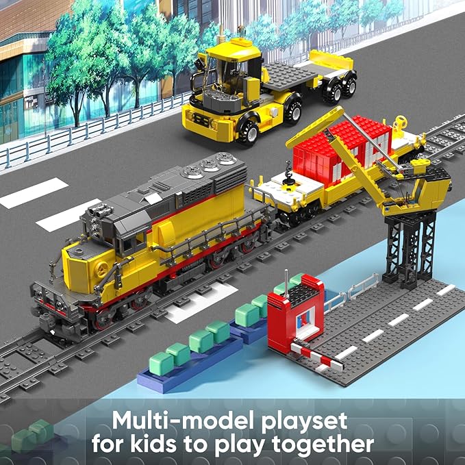 Mould King 12027 Train Building Block Kit, EMD SD40-2 Diesel Locomotive Rail Train with Motor, Remote Controlled Train Set for Kids/Adult Collections Enthusiasts(1170 Pieces)