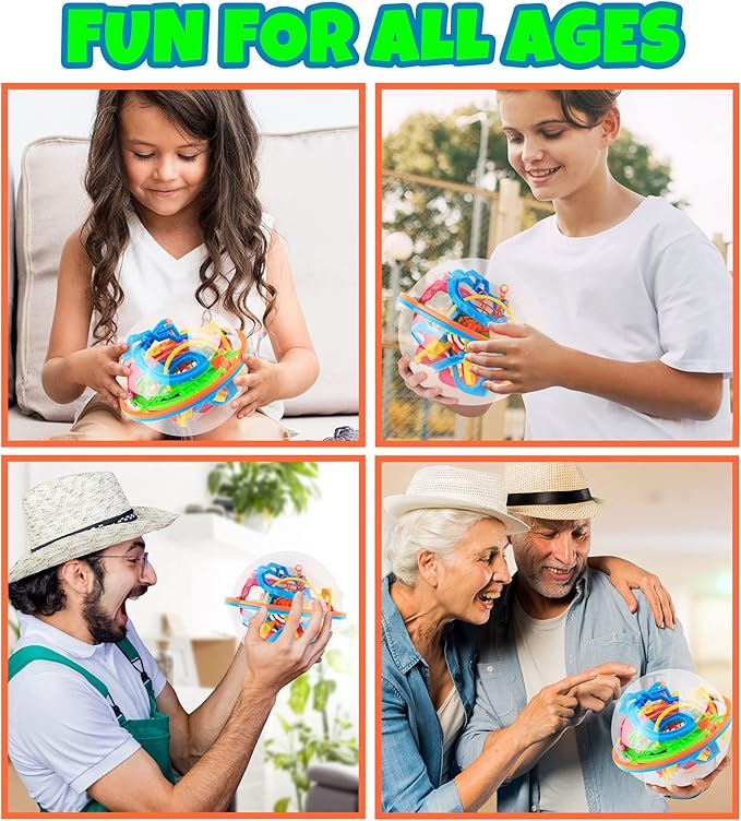 3D Maze Ball with 138 Challenges, Brain Teaser Puzzle Games for Kids and Adults, 3D Mind Games for Hours of Challenging Fun, Road Trip Game and Airplane Activities for Kids