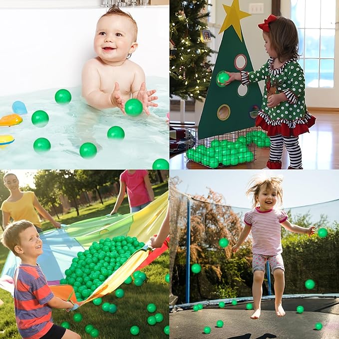 Ball Pit Balls 100 Phthalate Free BPA Free Crush Proof 2.16 Inches Plastic Balls for Ball Pit Ideal Gift for Toddlers Babies Kids Pool Water Toys Play Tent, Green