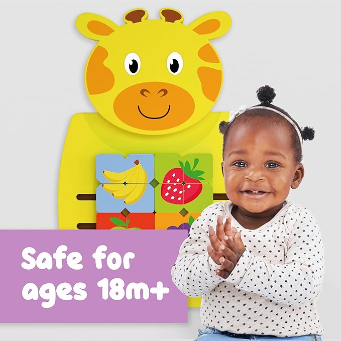 LEARNING ADVANTAGE Giraffe Activity Wall Panel - 18m+ - Toddler Activity Center - Wall-Mounted Toy - Busy Board Decor for Bedrooms, Daycares and Play Areas