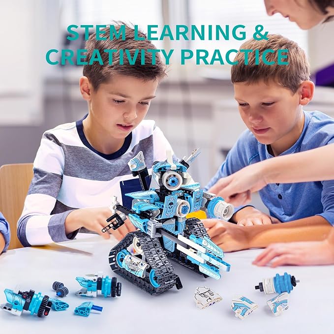 5 in 1 RC Robot Toy Building Sets, 398PCS APP & Remote Control Blocks DIY Erector Sets Science Kits for Kids Age 8-12, STEM Toys for Ages 8-13 Gifts for Boys Girls Age 6 7 9 10 11 14+ Year Old