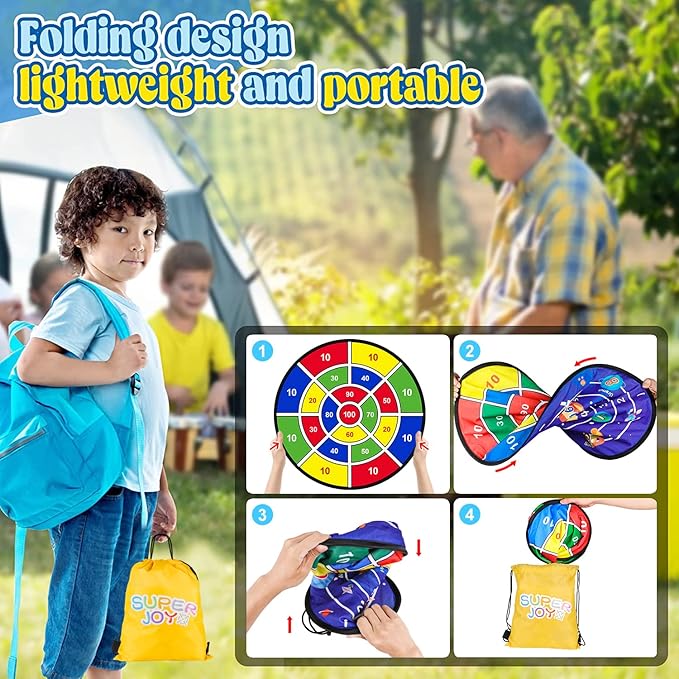 Toy Sports Dart Games, 22pcs Kids Double Sided Dart Board, Indoor Outdoor Party Games Toys Gifts for 5 6 7 8 9 Year Old Boys Girls & Adult