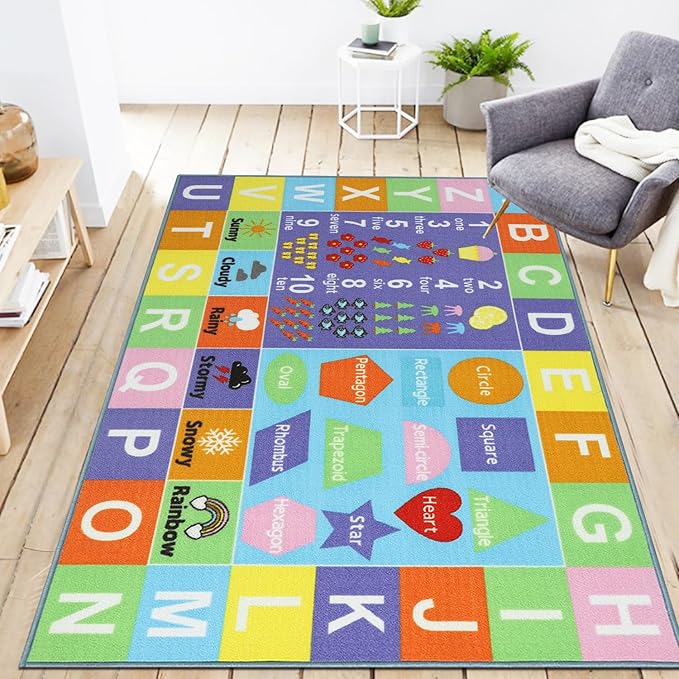 Kids Rug 3'3" x 5'2" City Life Playmat Area Rug Car City Map Washable Traffic Road Educational Learning Nursery Rug Carpet for Children Playroom Living Room Bedroom Classroom Decor Pink