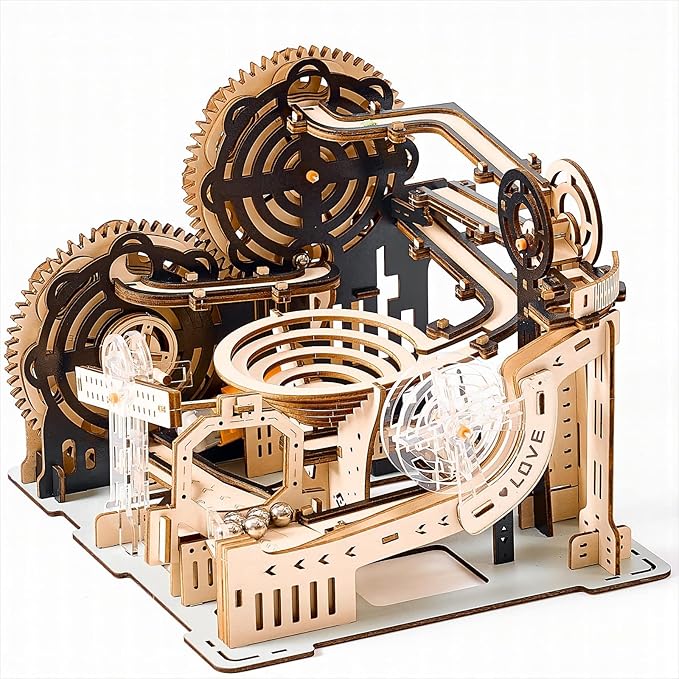 3D Wooden Puzzles Marble Run Set - Mechanical Model Kits with Motor, Brainteaser and Puzzle for Christmas/Birthday,Gifts for Adults and Teens to Build Combination