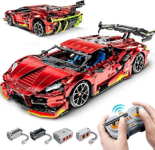 BAV Plated Sports Car Building Sets with Electric Chassis Lifting, Colletible Building Model for Adults, 1:10 Scale Electric Driftable Remote Control Technic Sports Car for Adults Men Teens.