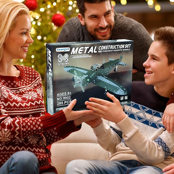 Metal Model Airplane Building Toys for Ages 8-13 14 and Up, 285pcs Plane Stem Toys for Boys Age 8-12, Assembly Jet Kits for Kids 8-10, Birthday for 9 10 11 Year Old Boys Adults