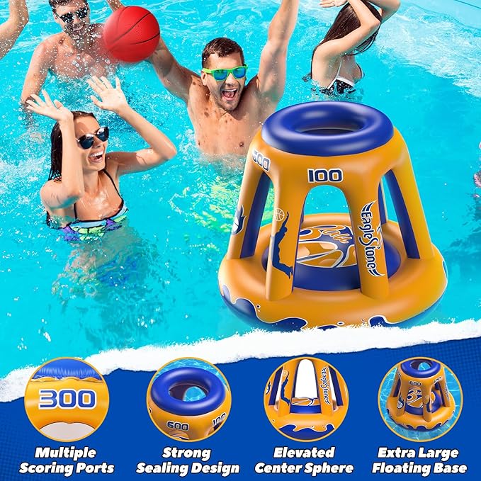 EagleStone Pool Basketball Hoop for Kids 4-8, 8-12 & Adults, 47" Inflatable Floating Basketball Hoop Pool with 3 Balls & Pump, Heavy-Duty Pool Toy for Summer Outdoor Water Games, Family & Party Fun