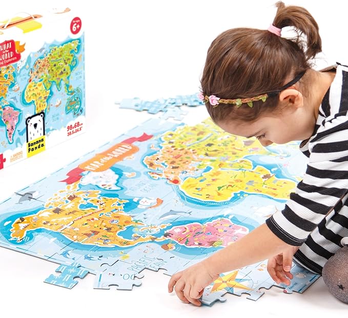 Banana Panda - What in the World Young Explorers - Jigsaw Puzzle and Learning Activity for Kids Ages 6 Years and Up,Multicolor