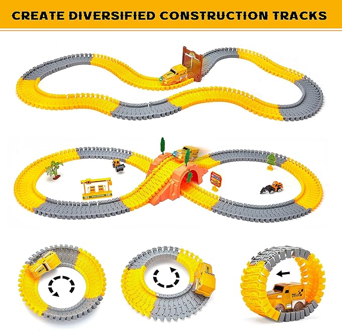 OR OR TU Toys for Boys 5-7, Race Track for Toddlers 3-5, 342Pcs Construction Toys for Boys Kids Car Track Toy Train Set Flexible Gift for 3 4 5 6 7+ Years Old