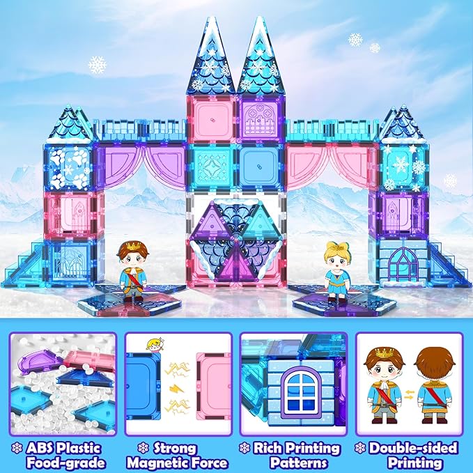 Magnetic Tiles 102pcs Princess Kids Toys Magnetic Building Blocks 3 4 5 6 7 8 Year Old Girl Gifts Girls Toys Age 4-5 6-8 9-12