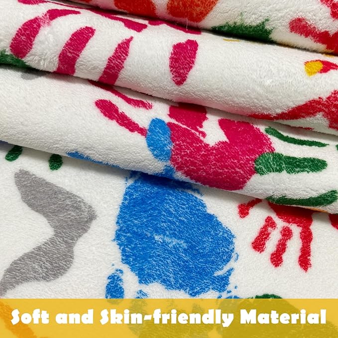 Colorful Handprints and Footprints Kids Rug Play Carpet, Washable Area Rug for Kids Bedroom, Non-Slip Play Mat Ultra Soft Thick Indoor Plush Rugs for Playroom Classroom Nursery Decor