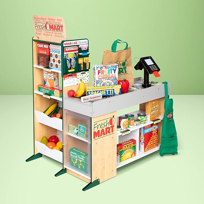 Melissa & Doug Freestanding Wooden Fresh Mart Grocery Store - FSC Certified