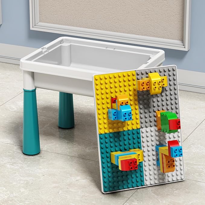 Small Activity Table for Toddlers 1-3, Kids Sensory Table for Playing Building Blocks, Marble Run Toy, Sand & Water, Color Dough, Art & Craft, Drawing & Learning (Small)