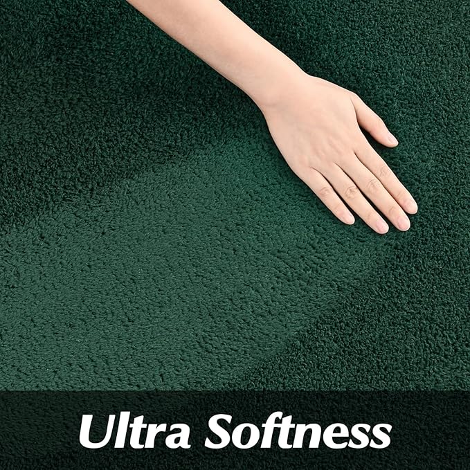 FlyDOIT Round Area Rugs for Bedroom Living Room, 5x5 Dark Green Super Soft Comfy Thickened Memory-Foam Indoor Circle Carpet, Modern Aesthetic Minimalist Carpet for Boys Girls Adults Nursery Home Décor